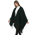 Damen Wrap Pashmina Poncho Cape Wollähnlicher Schal Lange Strickjacke Boho Decke Pullover Mit Quasten